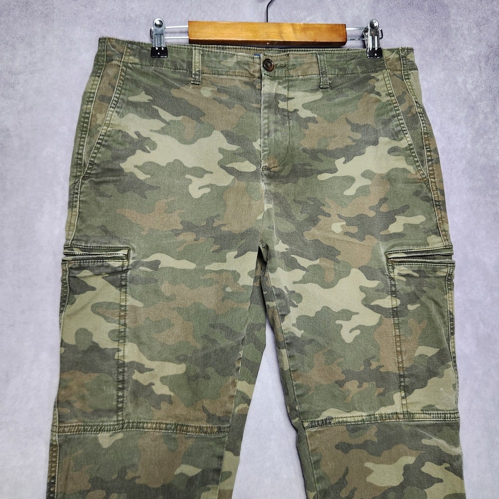 George Mens Camo Cargo Pants 34x30 Zip Fly Pockets Casual Outdoor‎ Camouflage